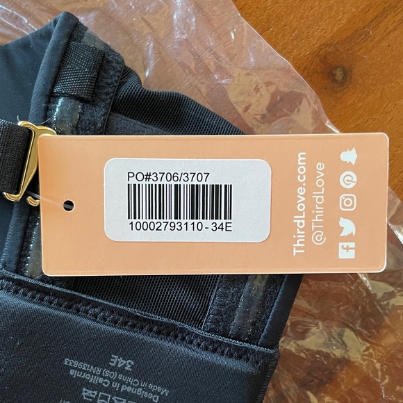 NWT 34E ThirdLove Classic Black 24/7 Convertible Strapless Bra - Picture 2 of 6